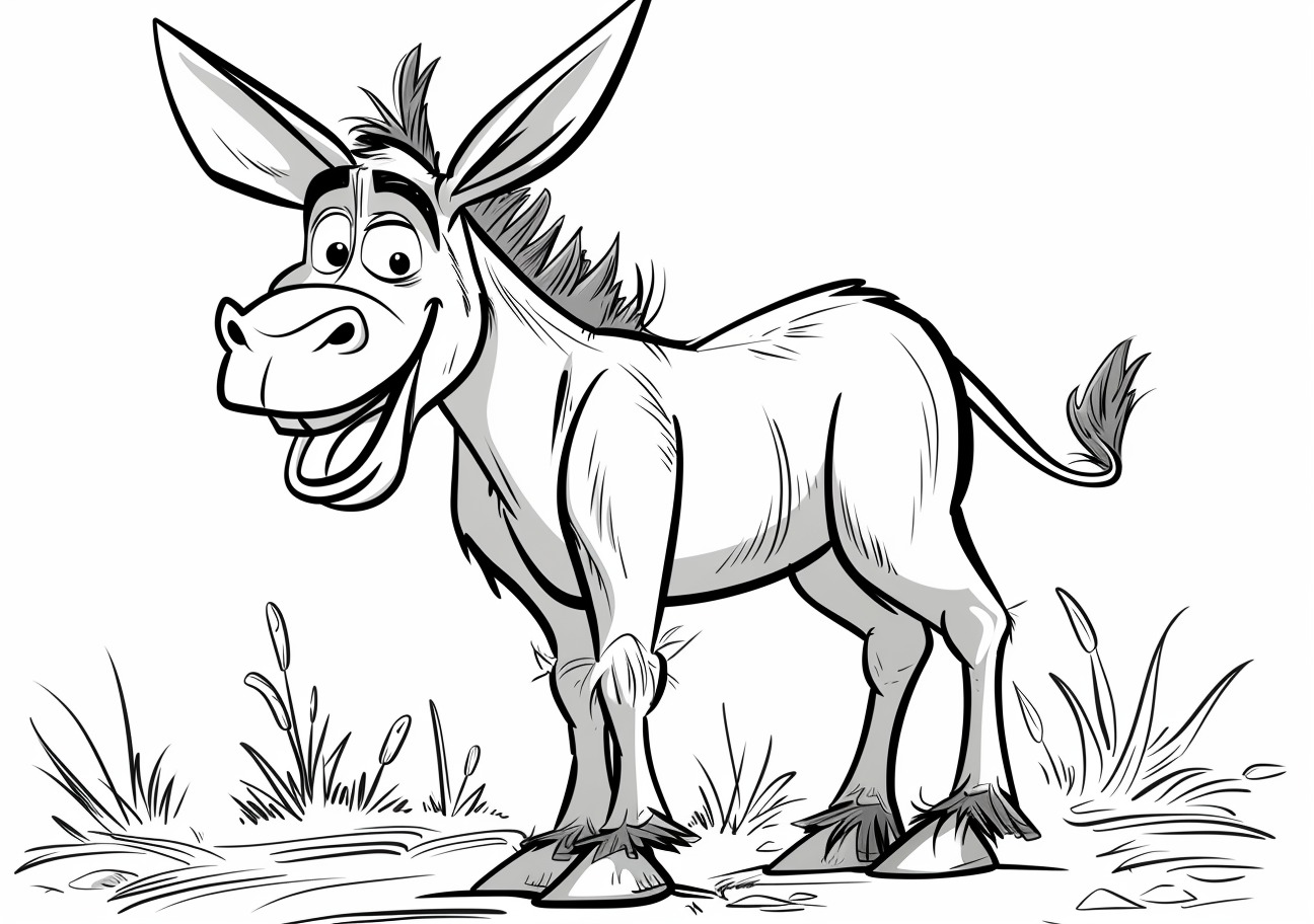 Donkey Coloring Pages, Smile cartoon donkey