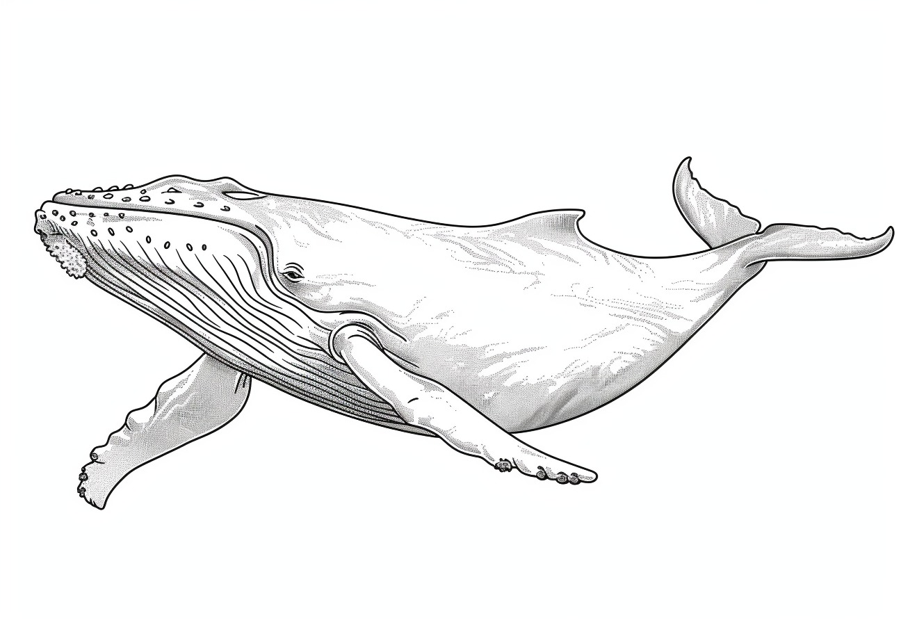 Whale Coloring Pages, Whale in realistic style