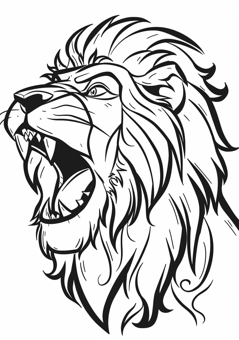 Lion Coloring Pages, Angry lion