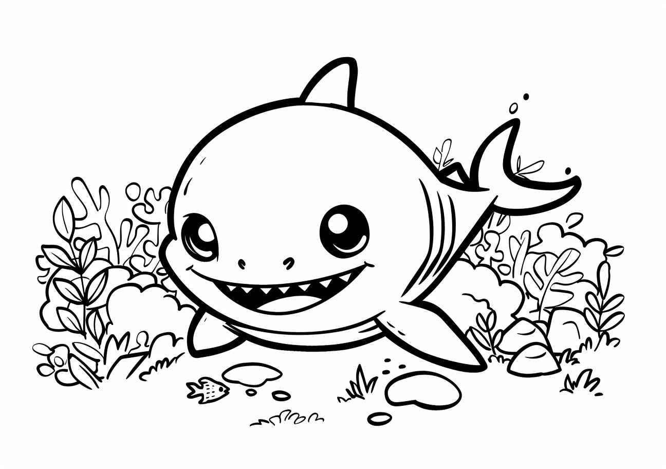 Baby shark Coloring Pages, Cute baby shark