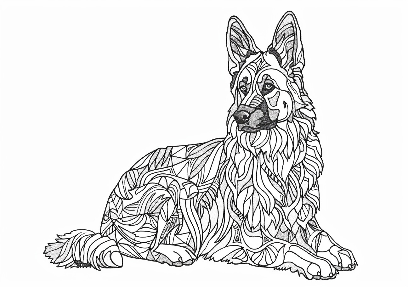 German Shepherd Coloring Pages, Mandala German Shepherd