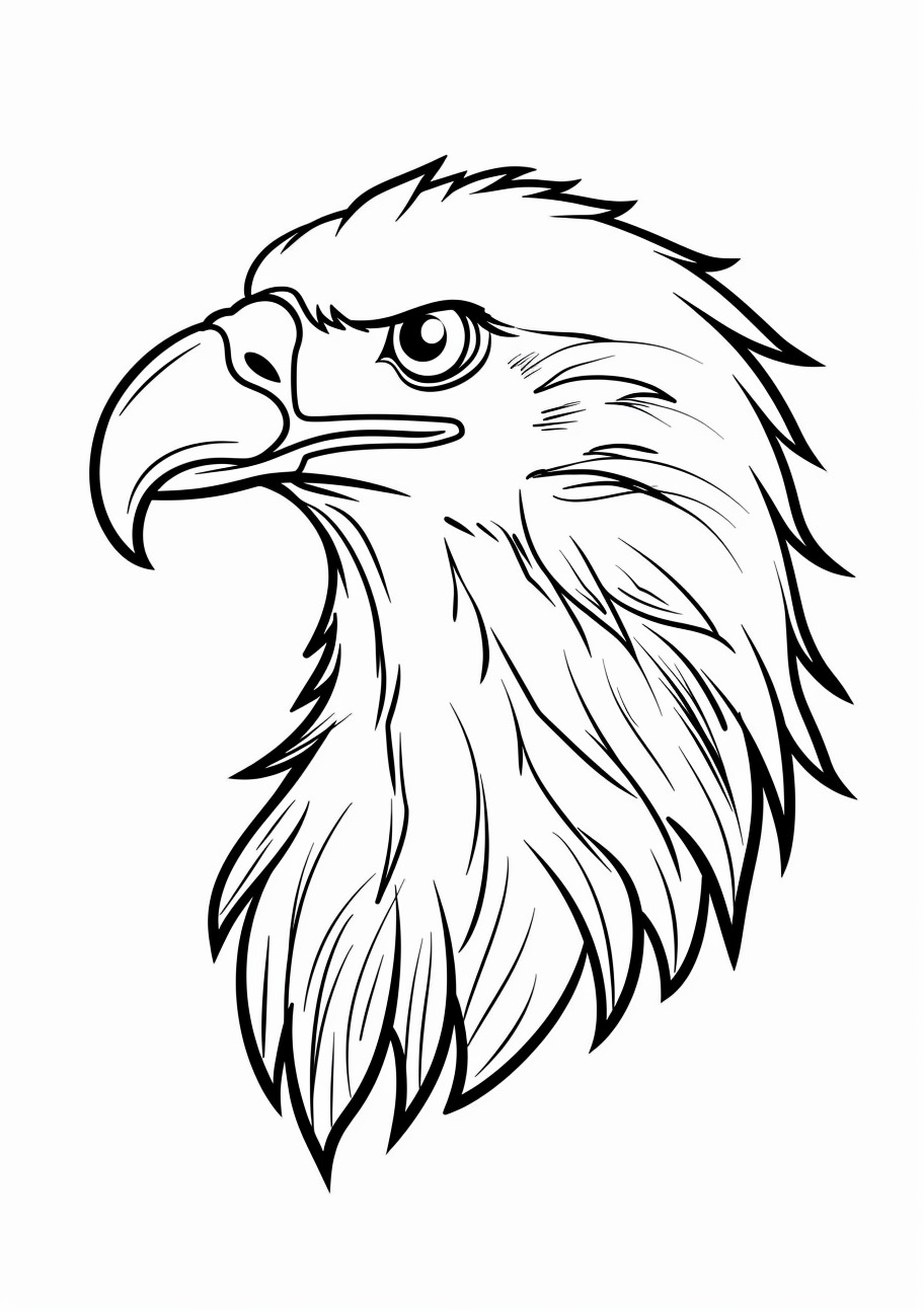 Eagle Coloring Pages, Face of cartoon eagle