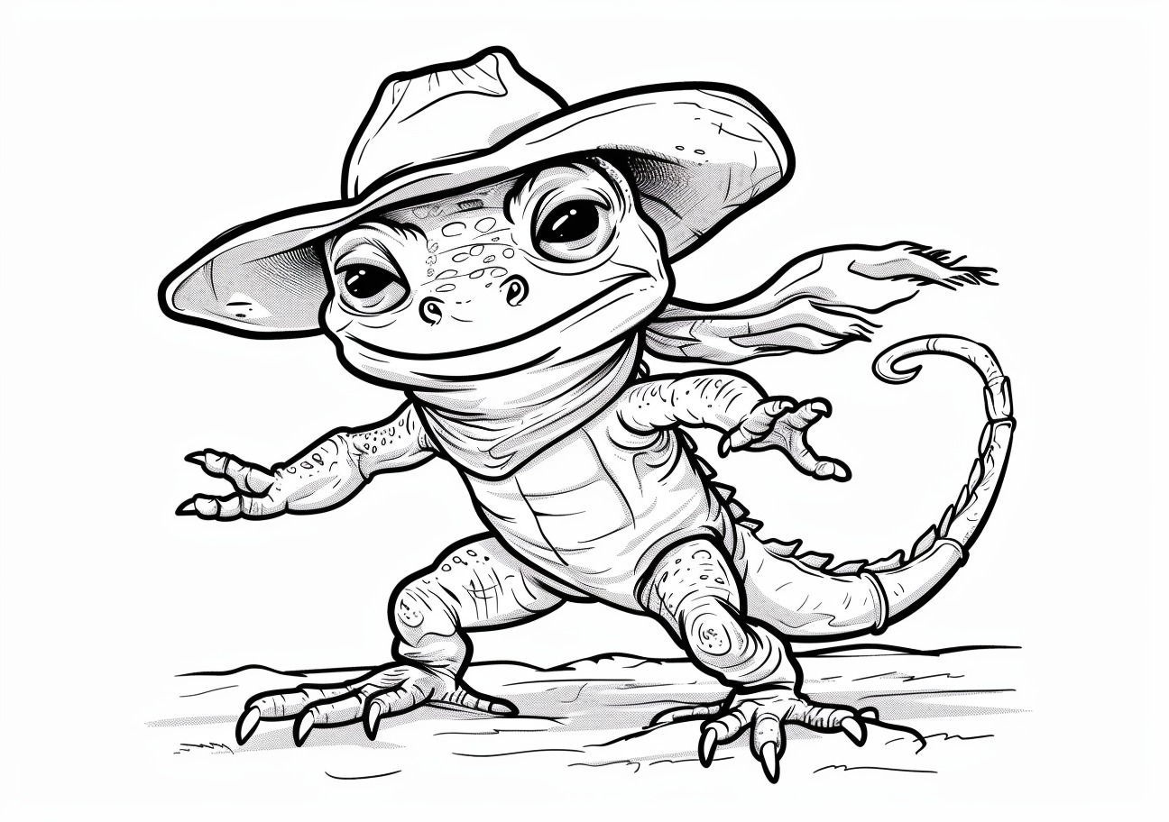 Lizard Coloring Pages, Lizard cowboy