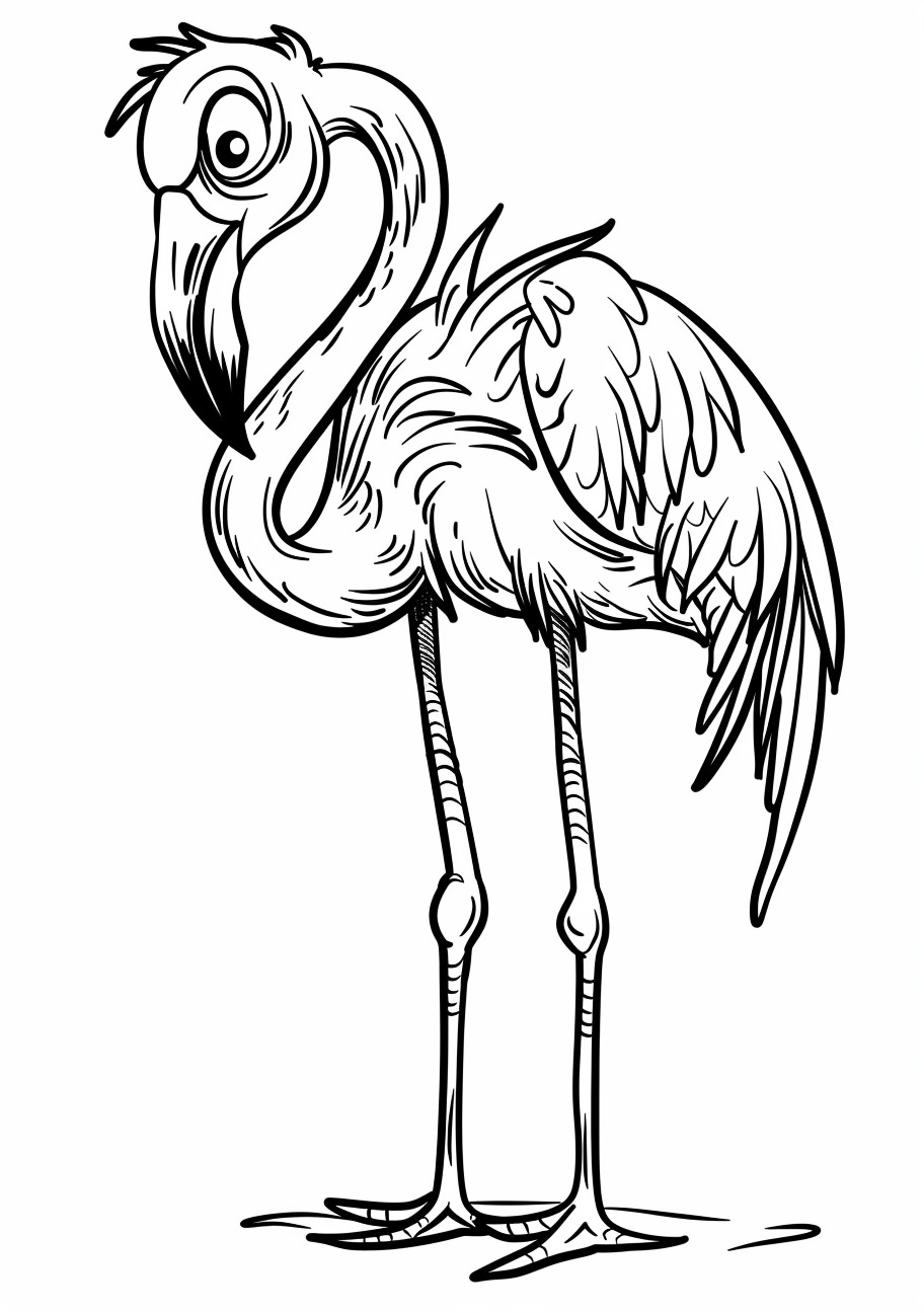 Flamingos Coloring Pages, Sad cartoon flamingo