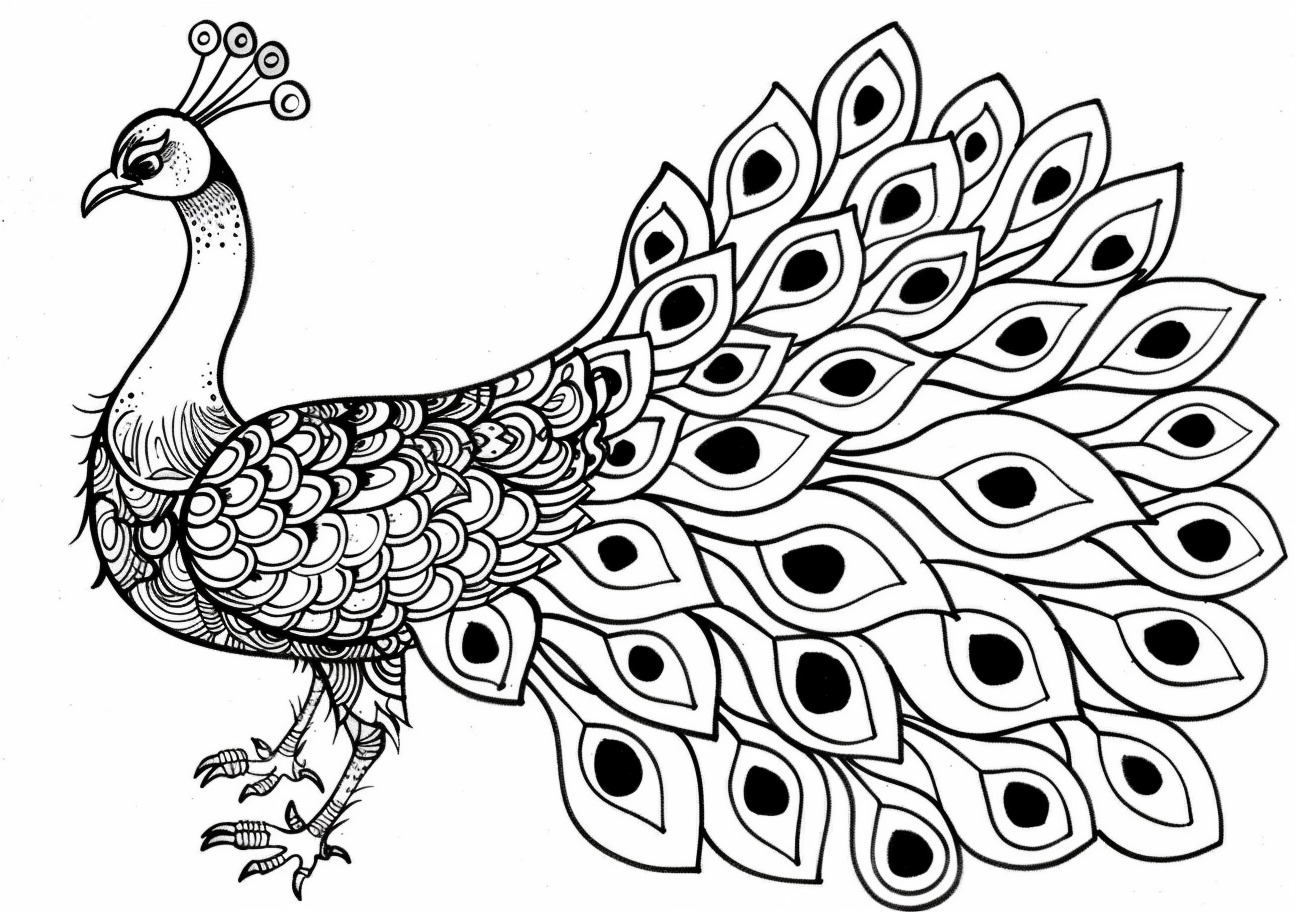 Peacock Coloring Pages, Beautiful peacock