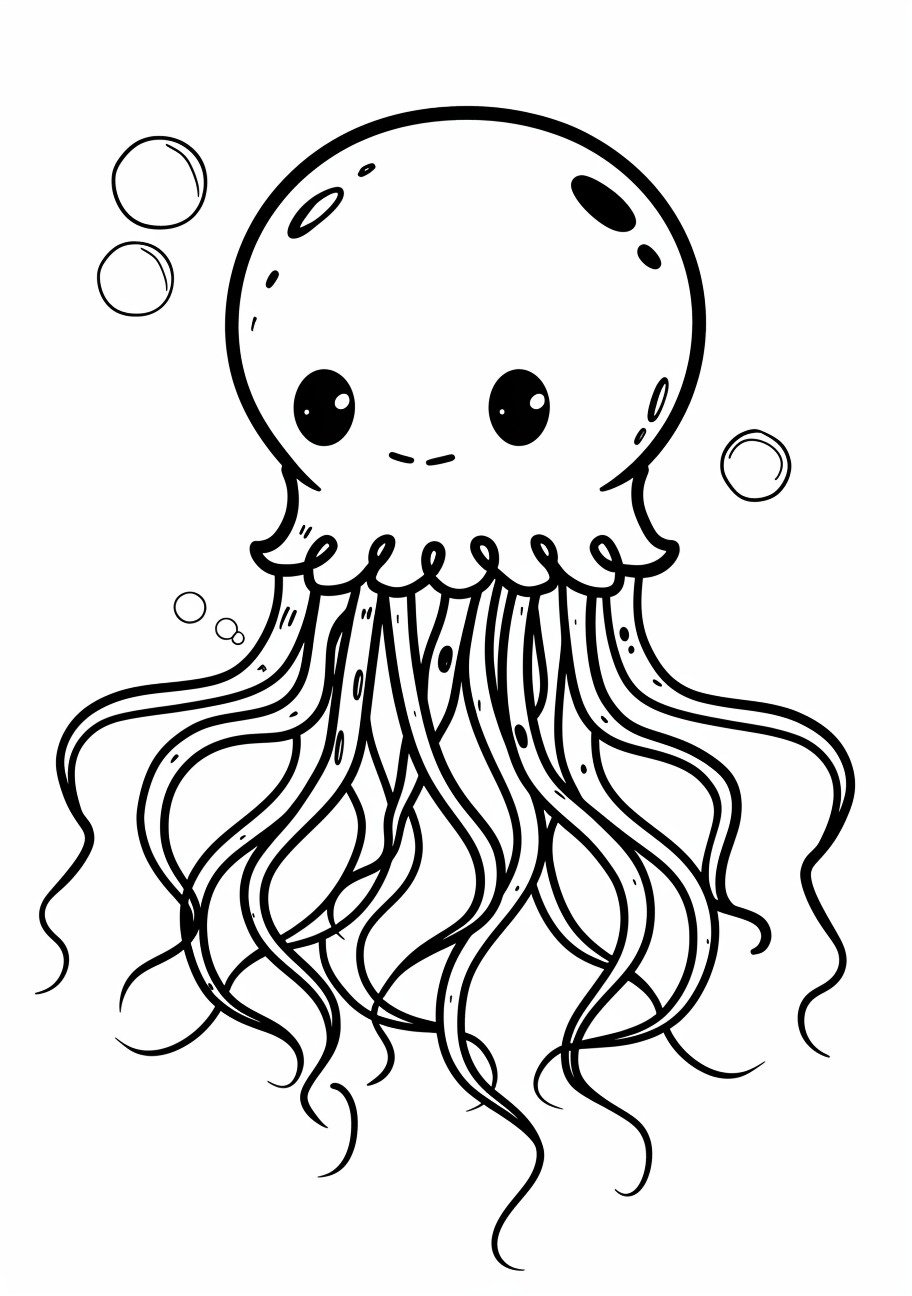 Jellyfish Coloring Pages, Kawaii jellyfish