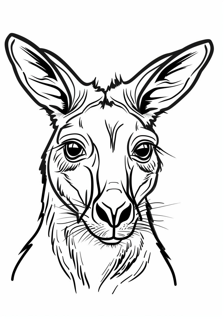 Kangaroo Coloring Pages, Realistic face of kangaroo