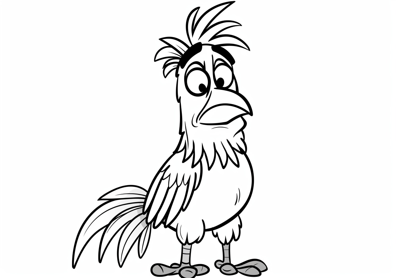 Rooster Coloring Pages, Sad cartoon rooster