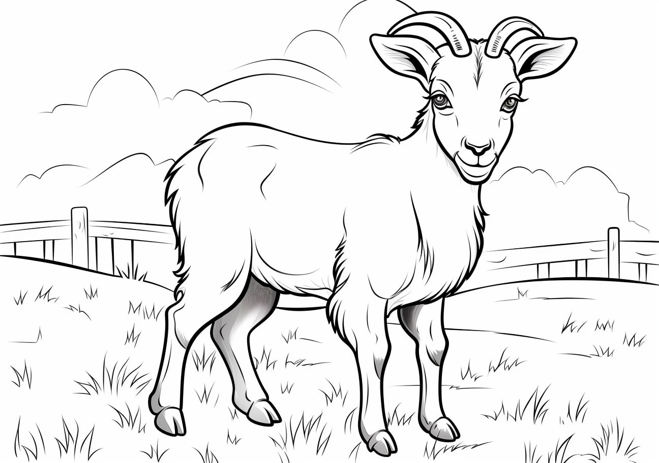 Goat Coloring Pages, Cartoon goat