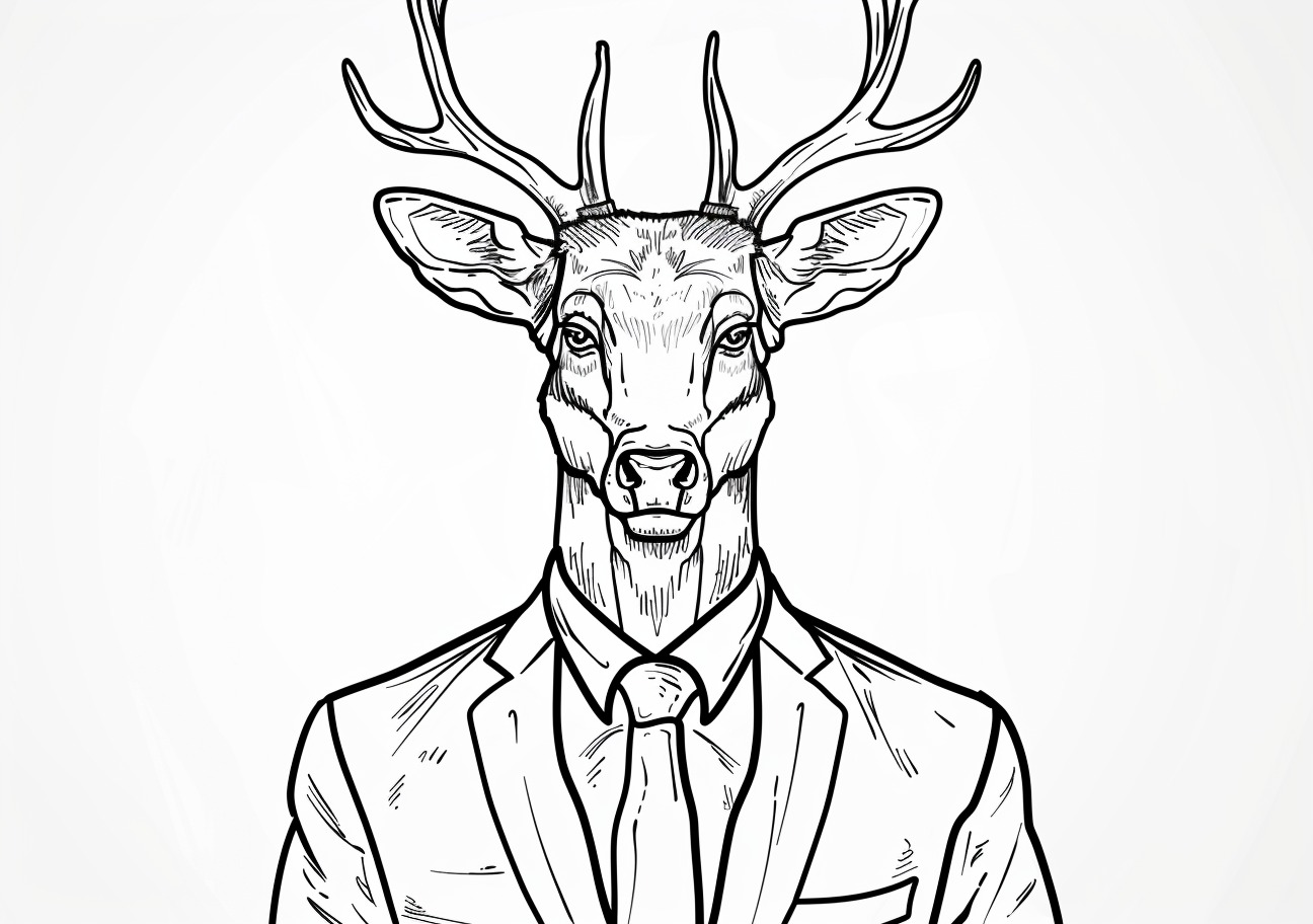 Deer Coloring Pages, Deer in suit