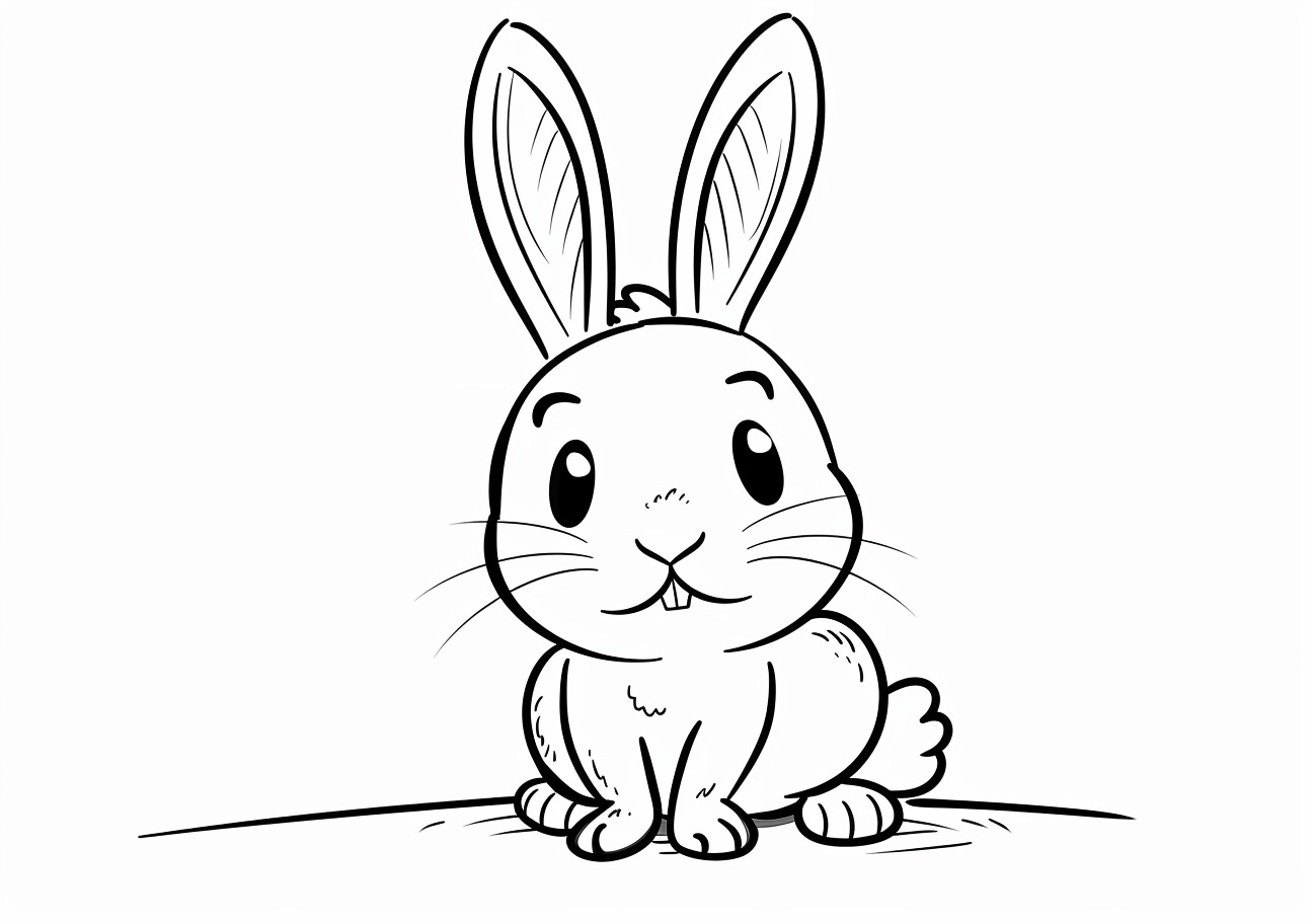 Rabbit Coloring Pages, Serious cartoon rabbit