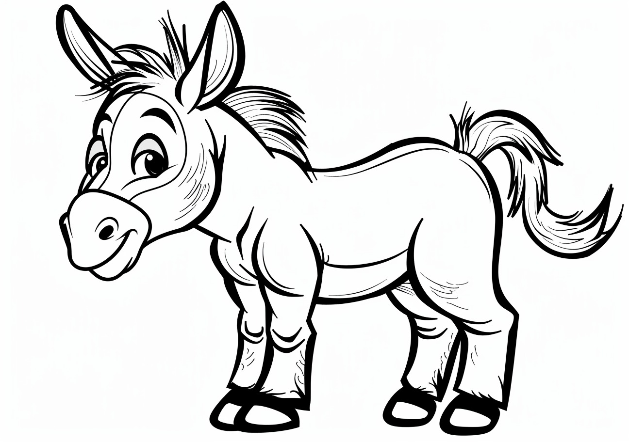 Donkey Coloring Pages, Cartoon child donkey