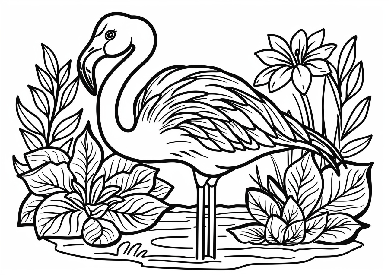 Flamingos Coloring Pages, Kawaii flamingo