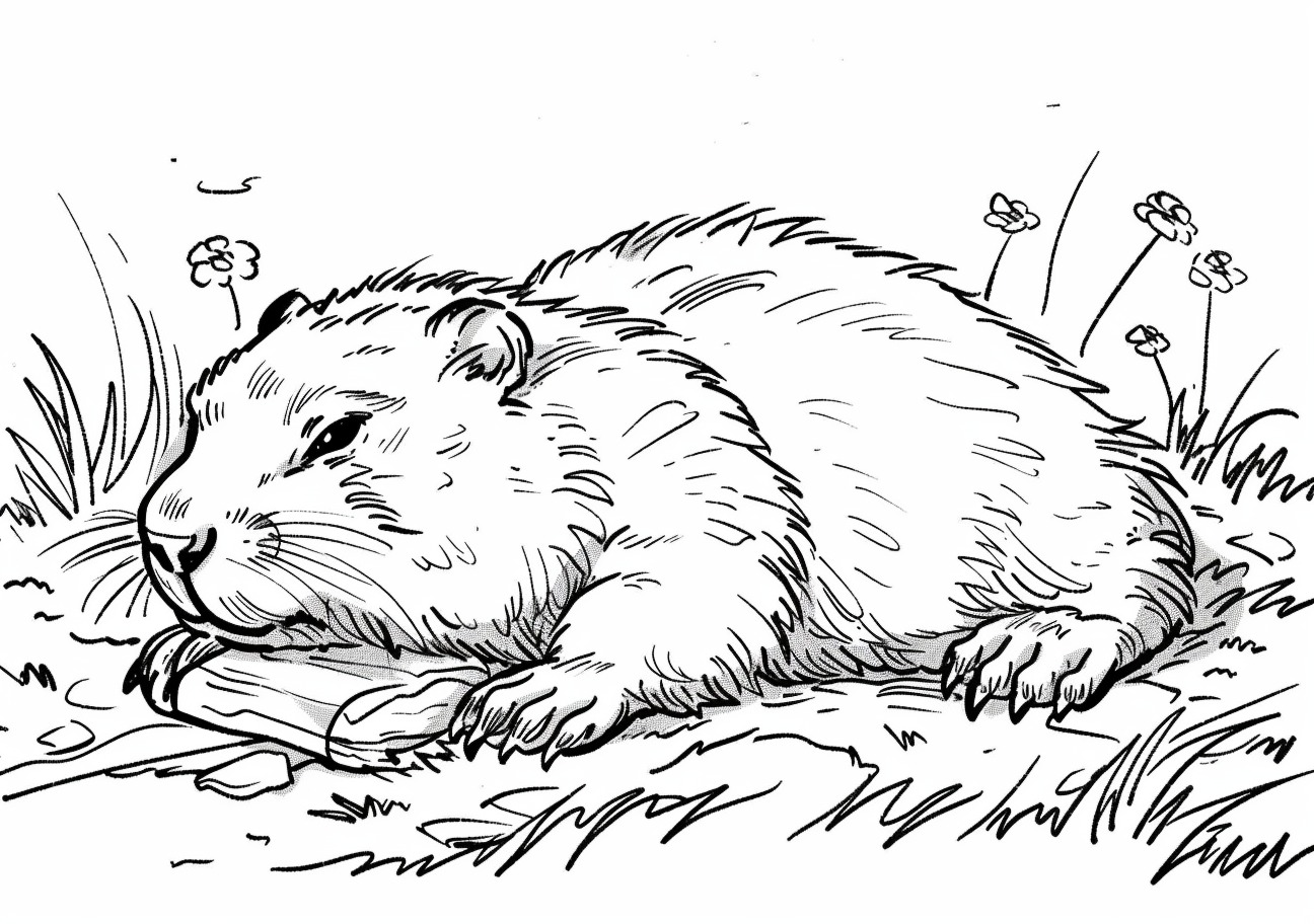 Groundhog Coloring Pages, Sleeping groundhog