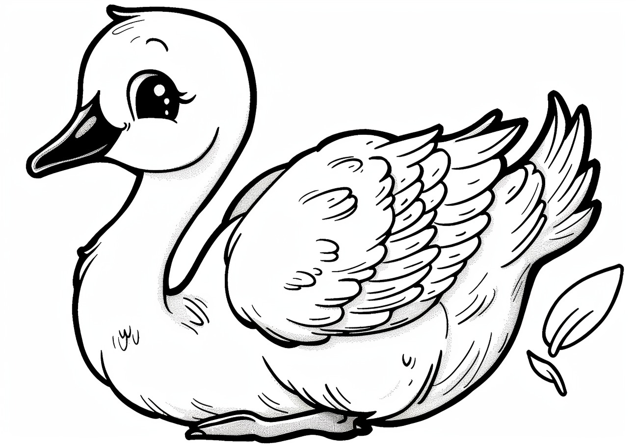 Swan Coloring Pages, Swan kawaii