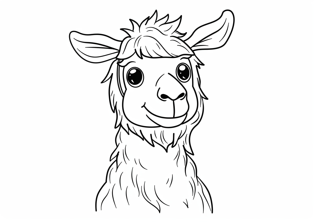 The Lama Coloring Pages, Happy cartoon lama