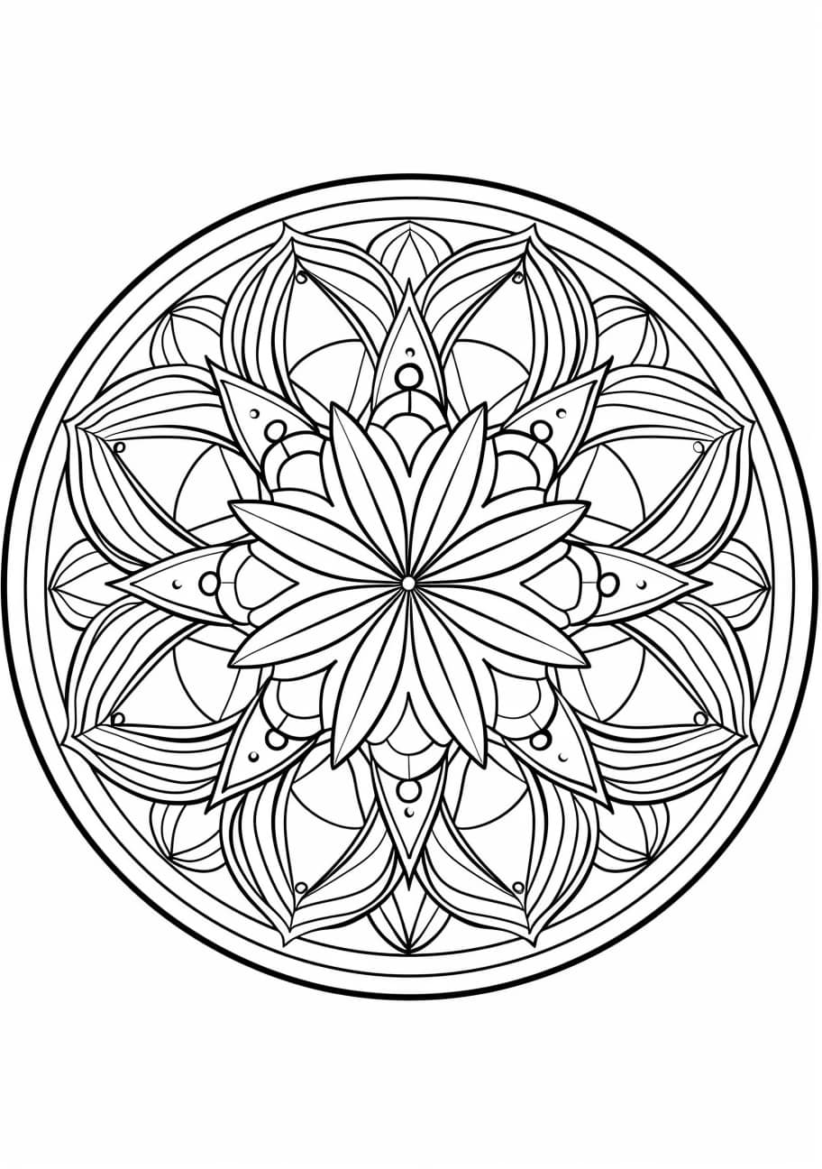 Geometric Mandala Coloring Pages, beautiful in floral style