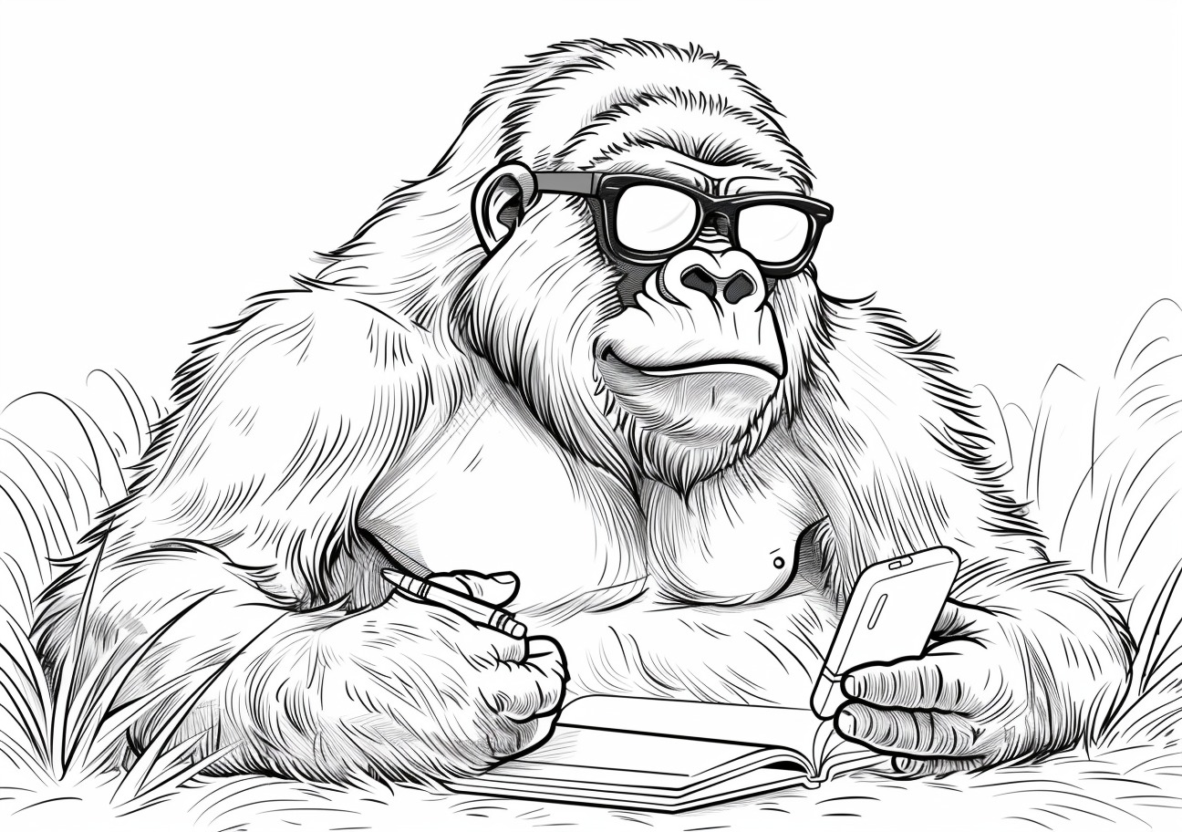 Gorilla Coloring Pages, Smart gorilla