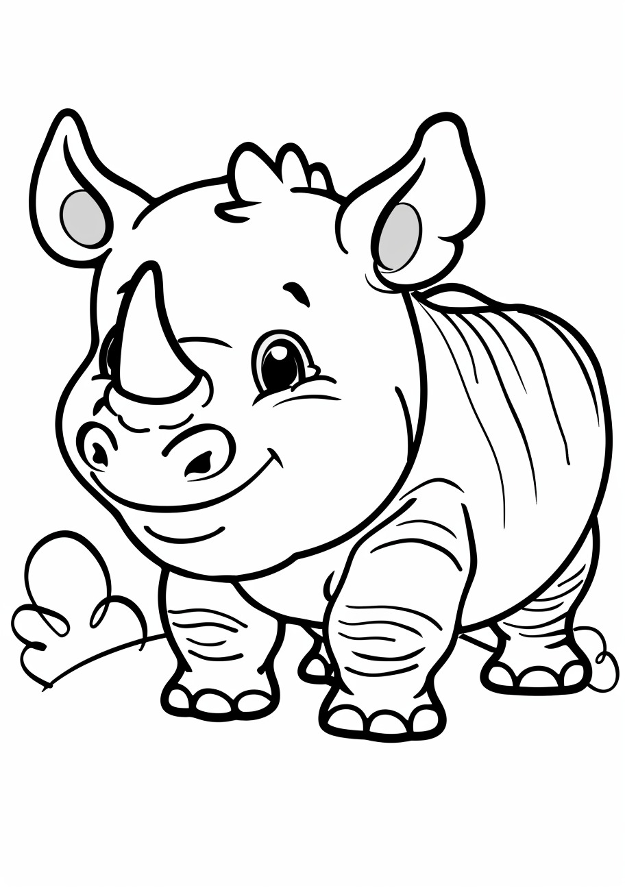 Rhino Coloring Pages, Kawaii Rhino