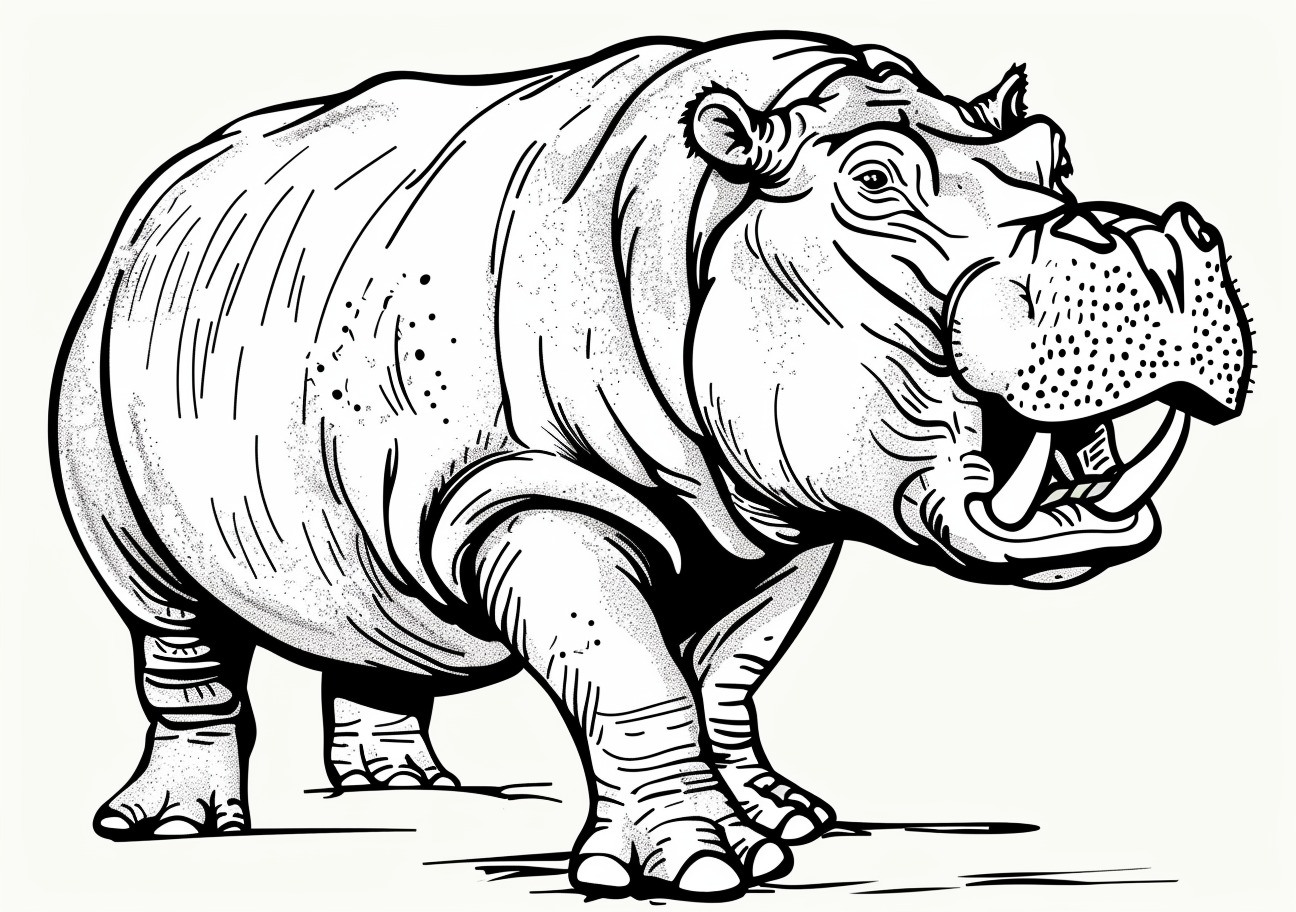 Hippo Coloring Pages, Angry Hippo