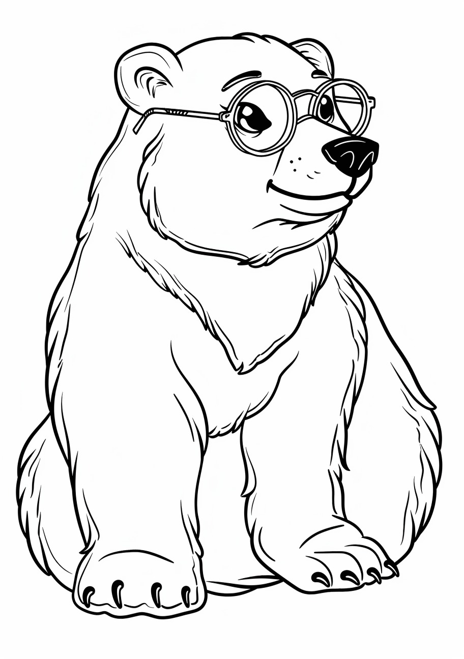 Polar Bear Coloring Pages, Polar Bear with glasses