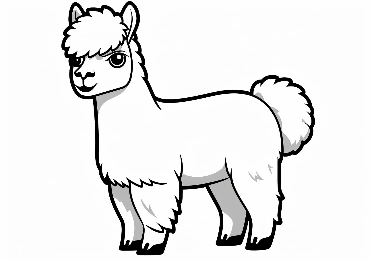 Alpaca Coloring Pages, Simple alpaca