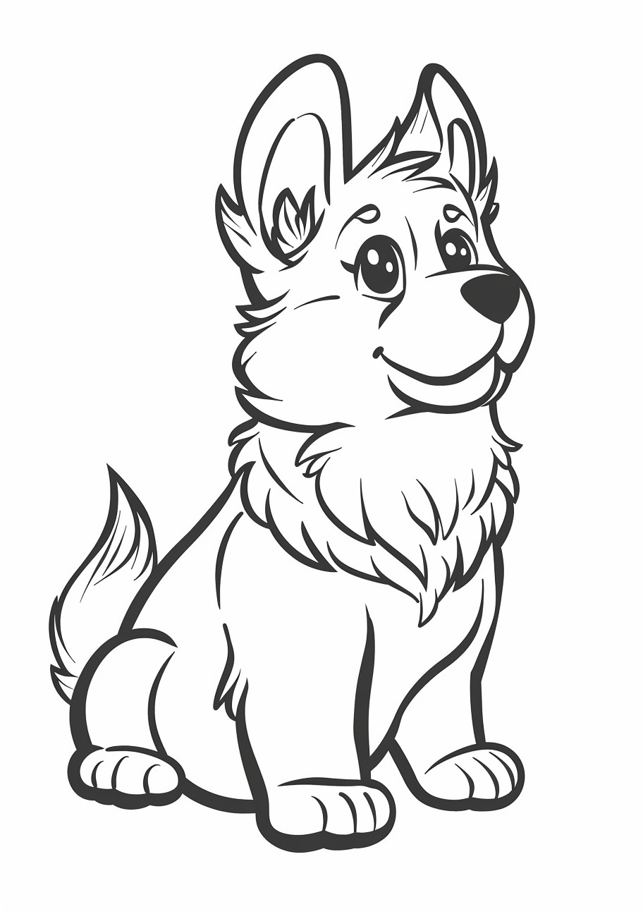 German Shepherd Coloring Pages, Kawaii German Shepherd