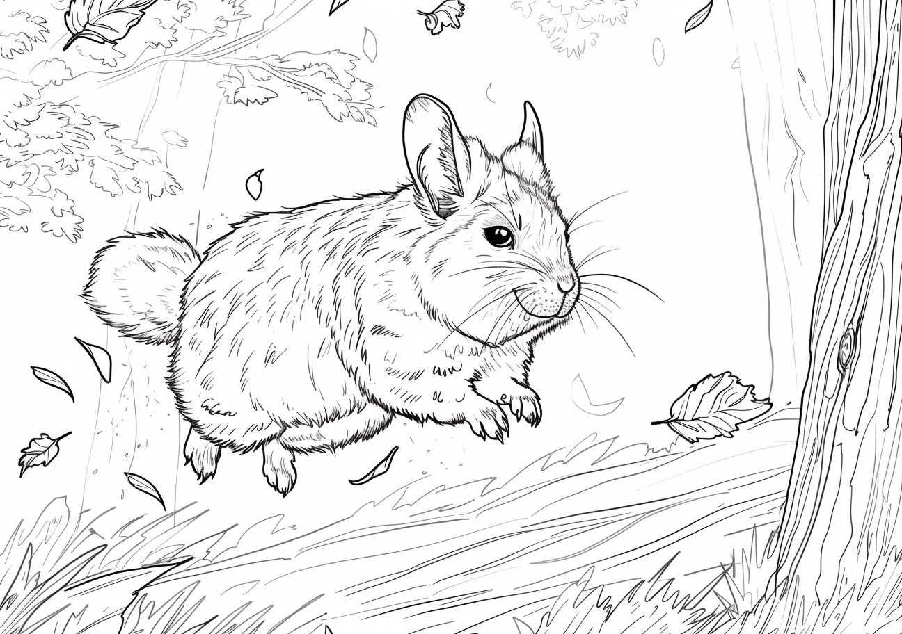 Chinchilla Coloring Pages, Chinchilla in the forest