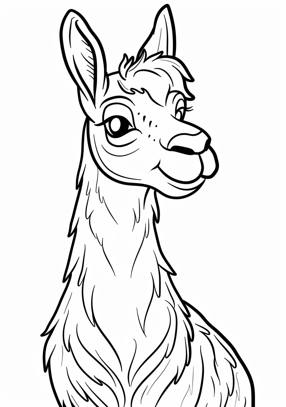 Farm Animals Coloring Pages, Cartoon llama