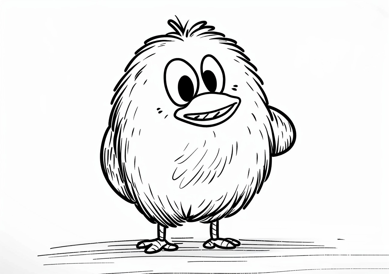 Birds Coloring Pages, Cartoon kiwi smile