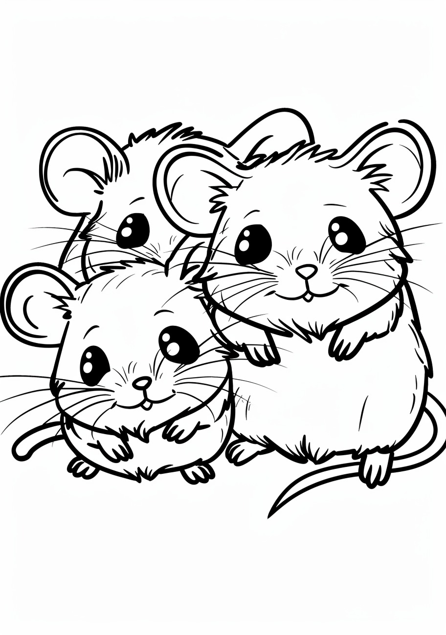 Mice Coloring Pages, Kawaii mice