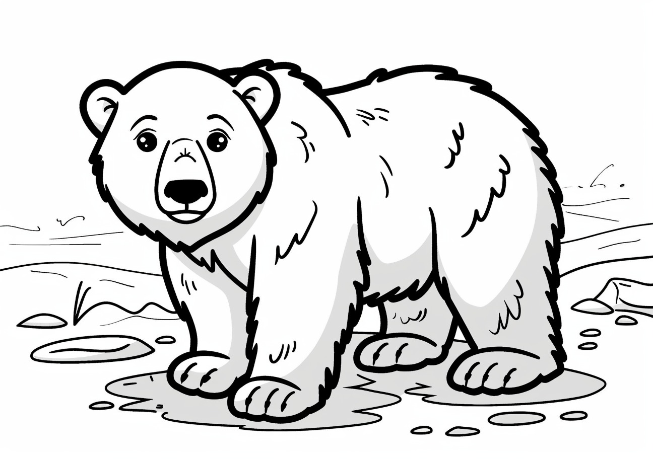 Polar Bear Coloring Pages, Cute Polar Bear