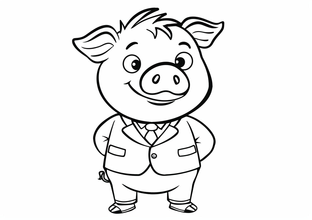 Pig Coloring Pages, Pig in suit