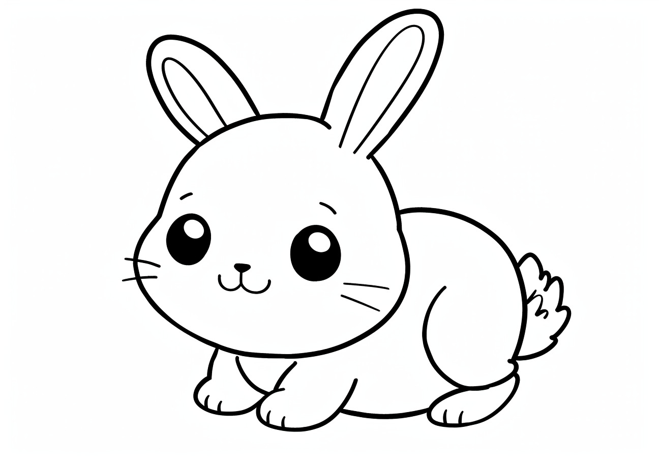 Rabbit Coloring Pages, Kawaii style rabbit