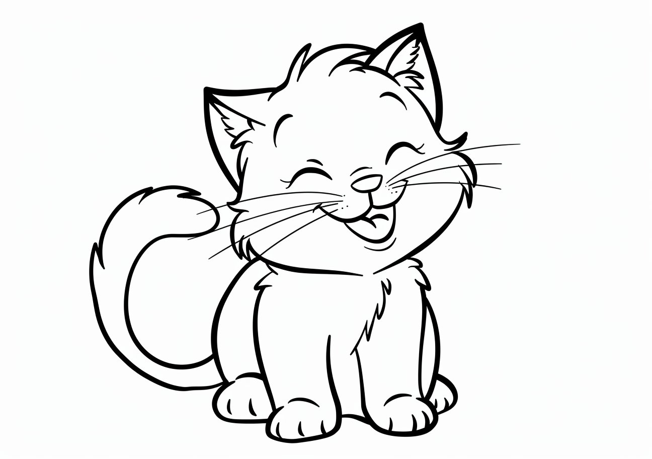 Kitten Coloring Pages, funny simple kitty