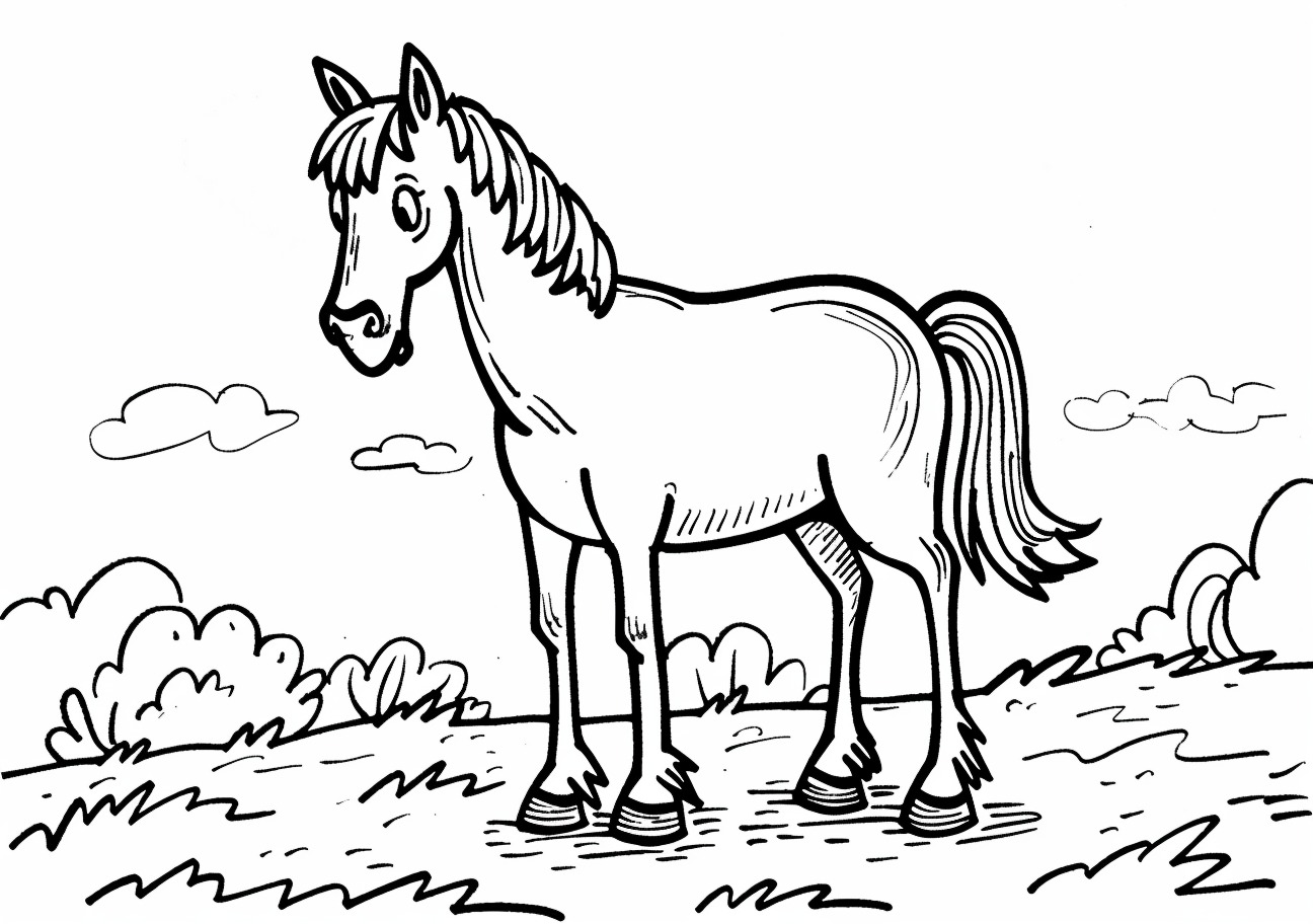 Farm Animals Coloring Pages, Cartoon horse