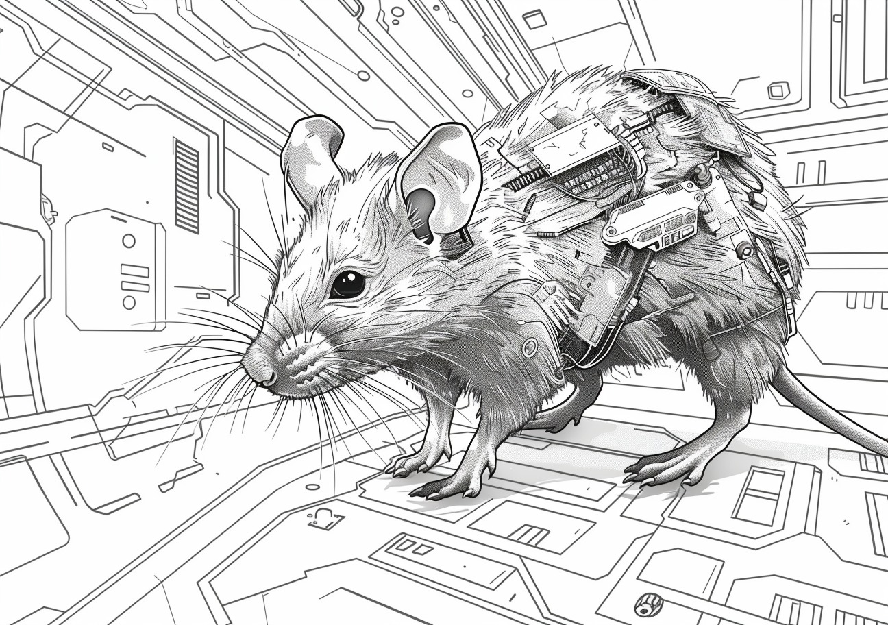 Rat Coloring Pages, Rat cyberpunk style