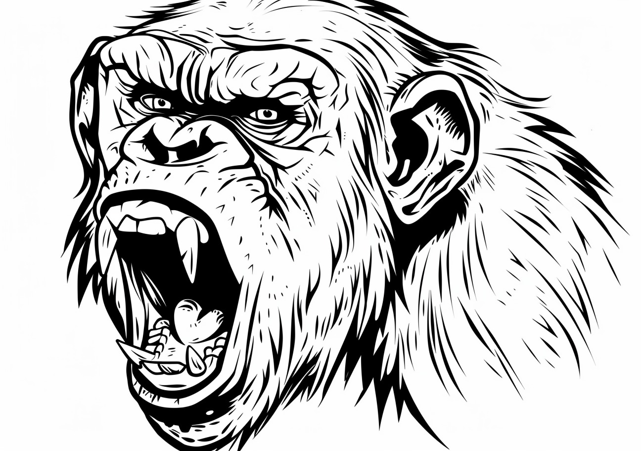 Chimpanzee Coloring Pages, Chimpanzee angry