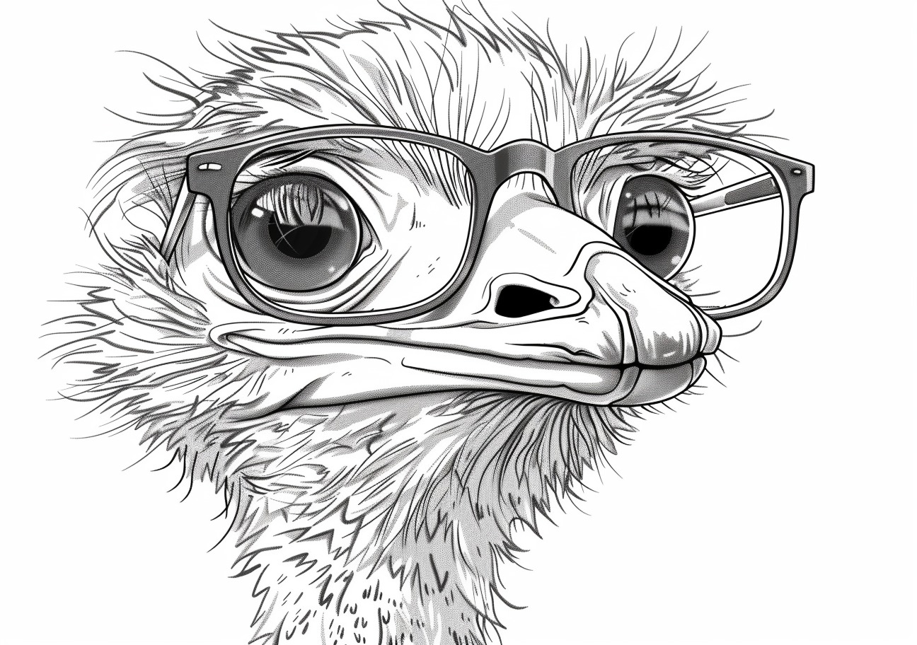 Ostrich Coloring Pages, Ostrich with glasses