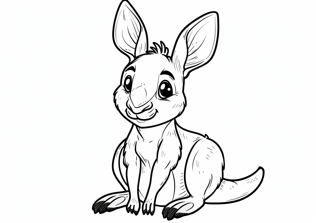 Kangaroo Coloring Pages, Kawaii kangaroo