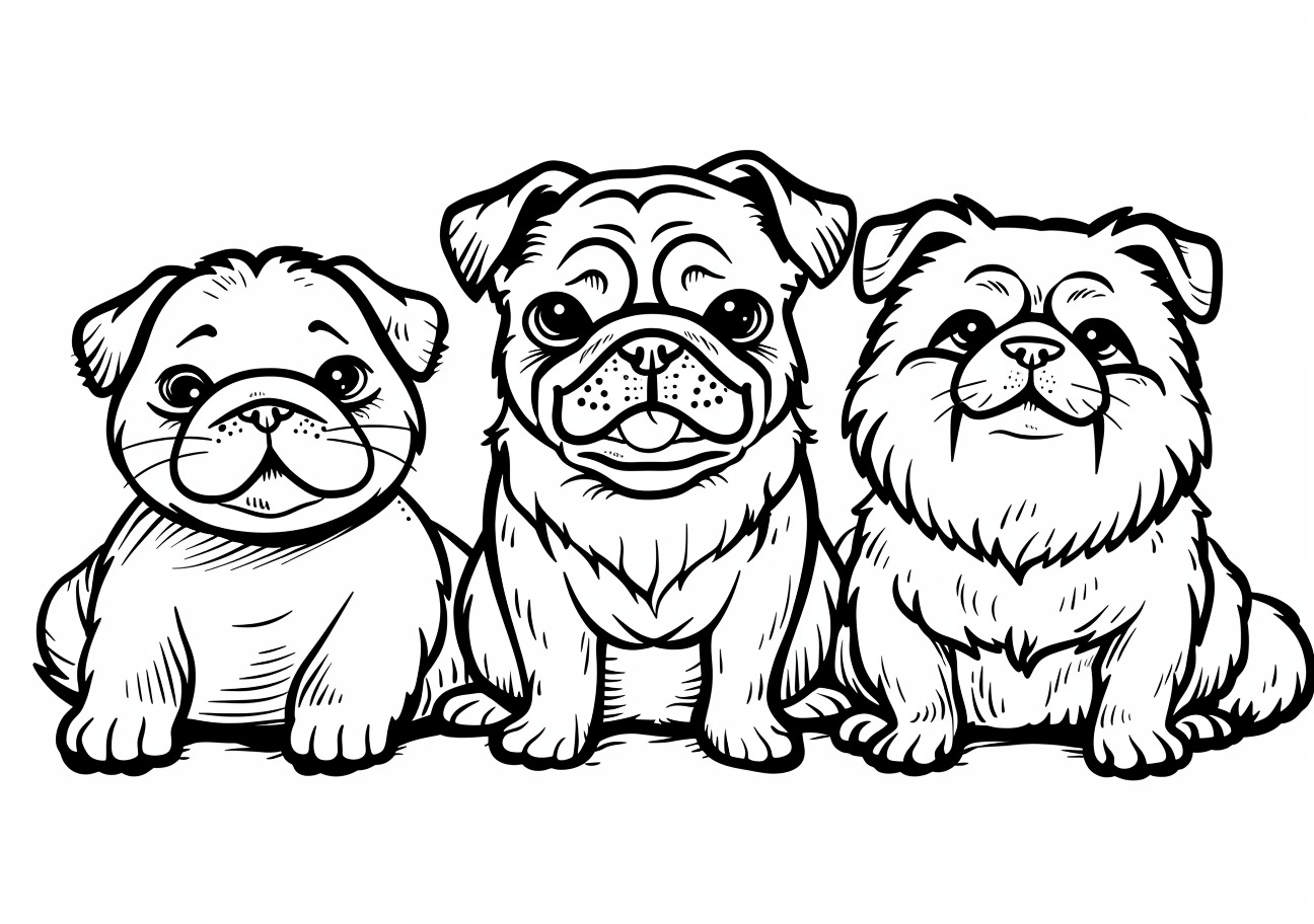 Pet Coloring Pages, Three friends are pets