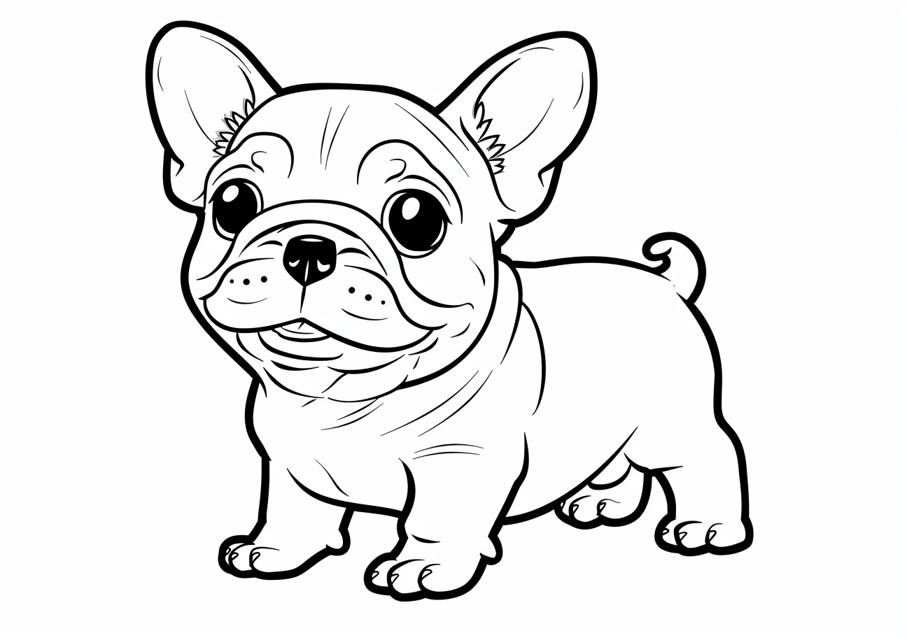 French Bulldog Coloring Pages, Smiling cartoon french bulldog