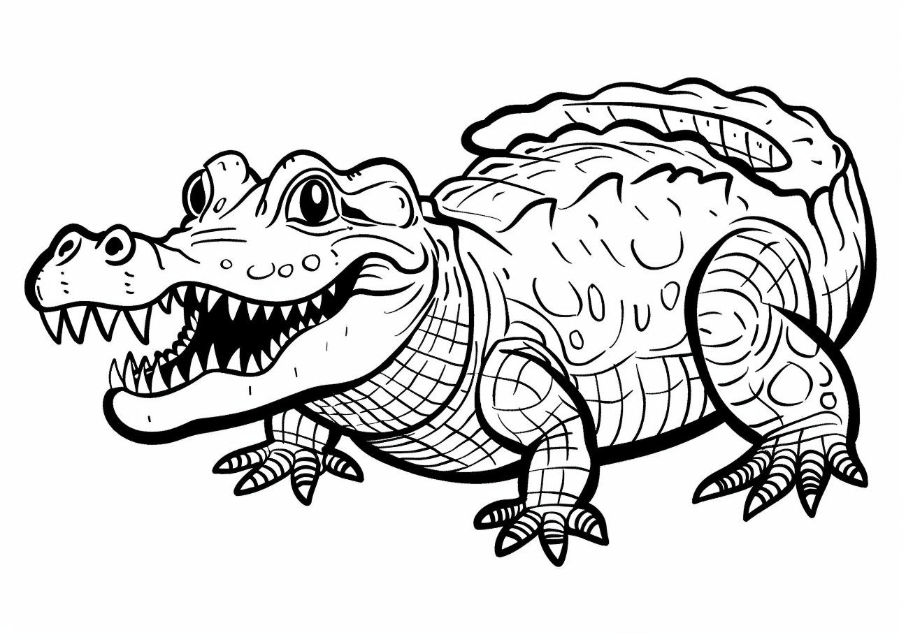 Crocodile Coloring Pages, Smiling cartoon crocodile