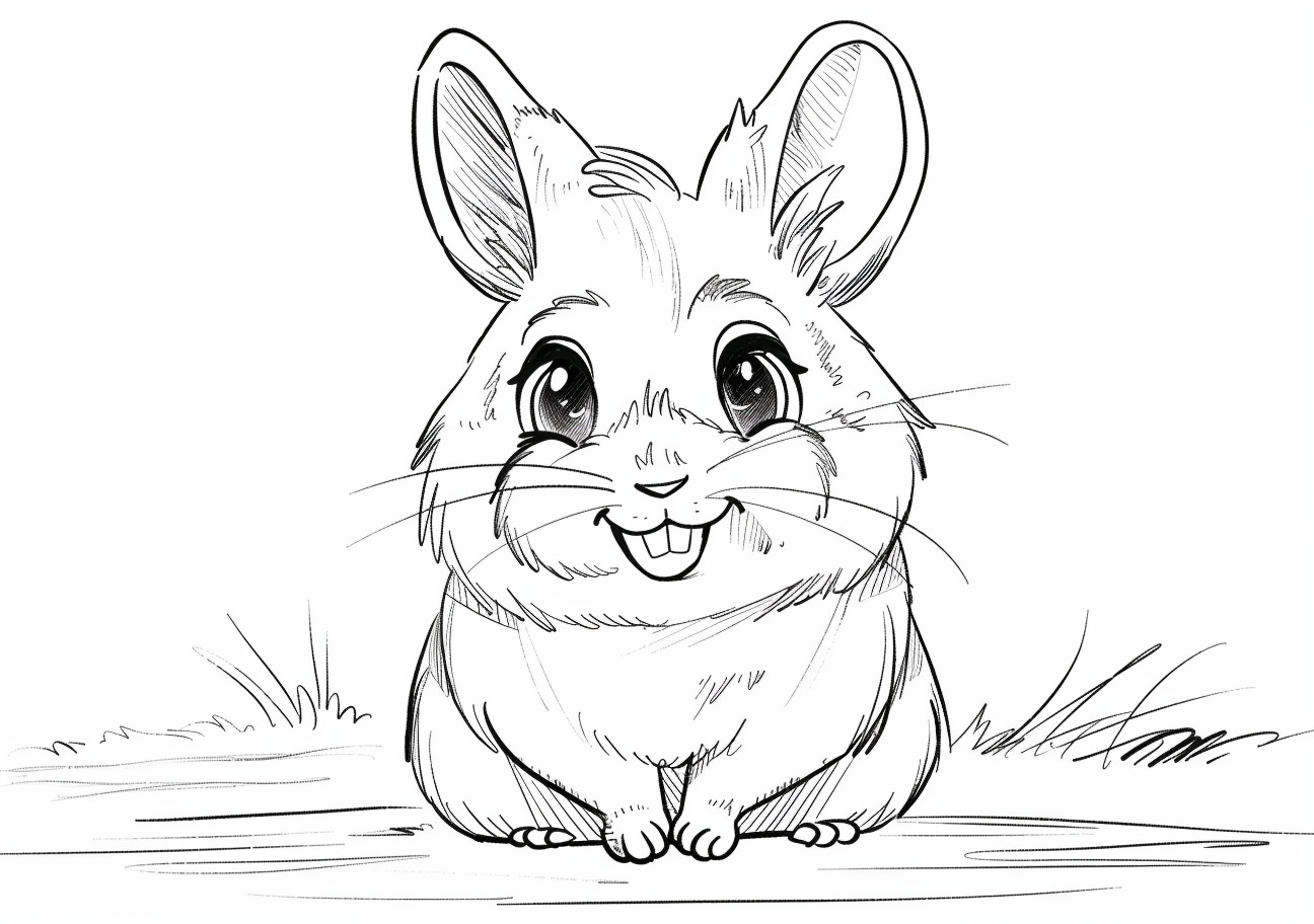 Chinchilla Coloring Pages, Cute Chinchilla in the grass