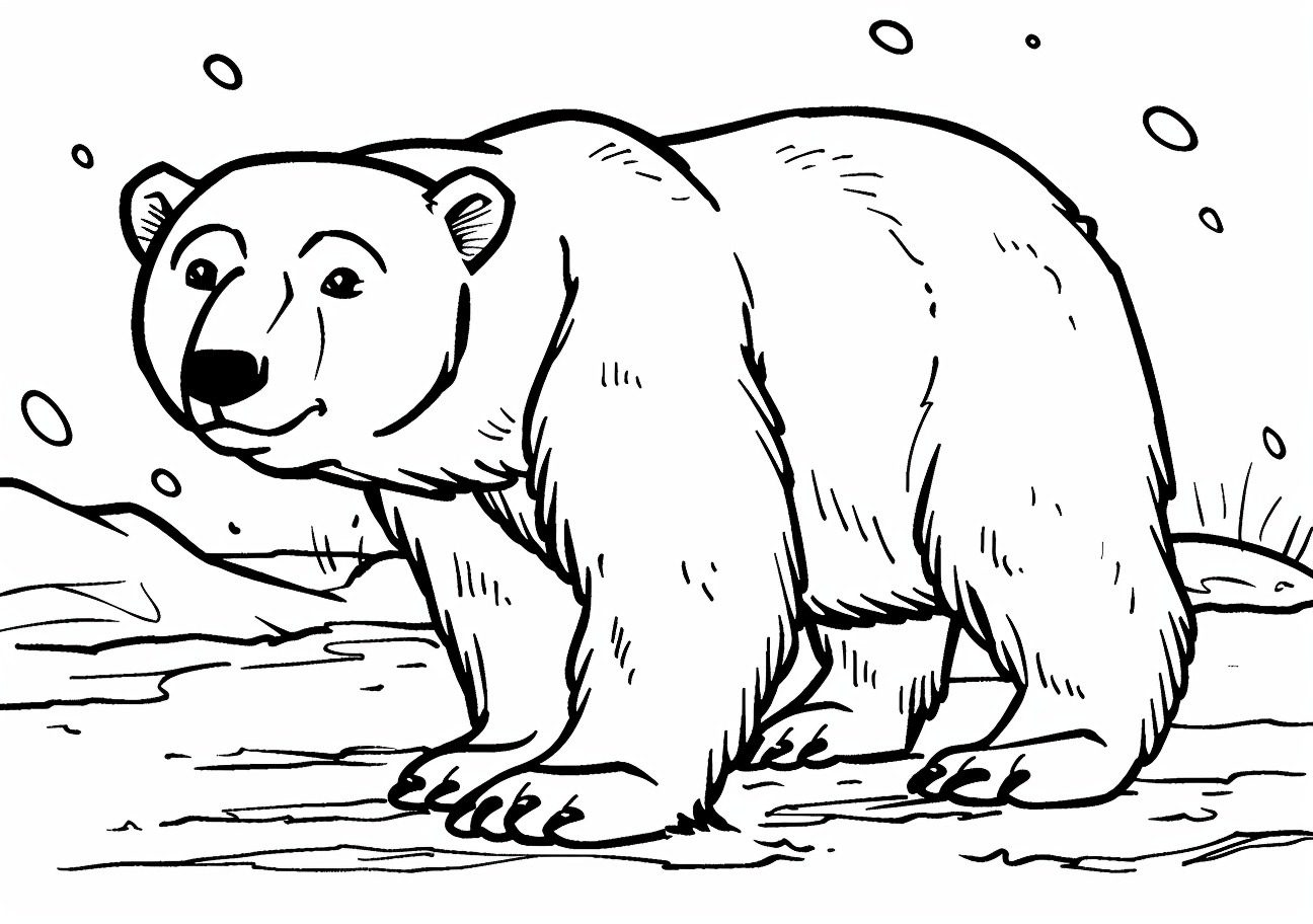 Polar Bear Coloring Pages, Cartoon Polar Bear