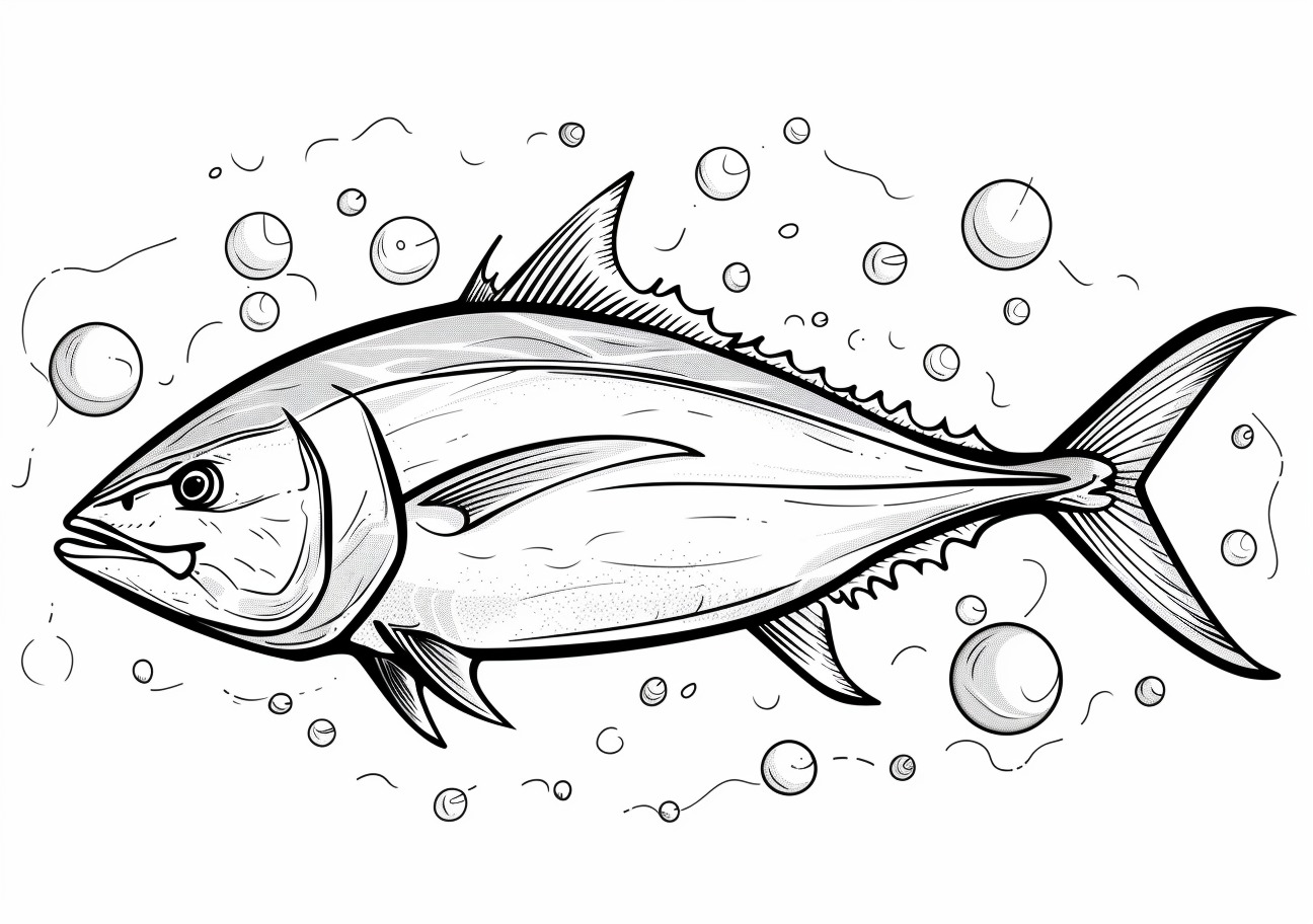 Aquatic Animals Coloring Pages, Tuna realistic