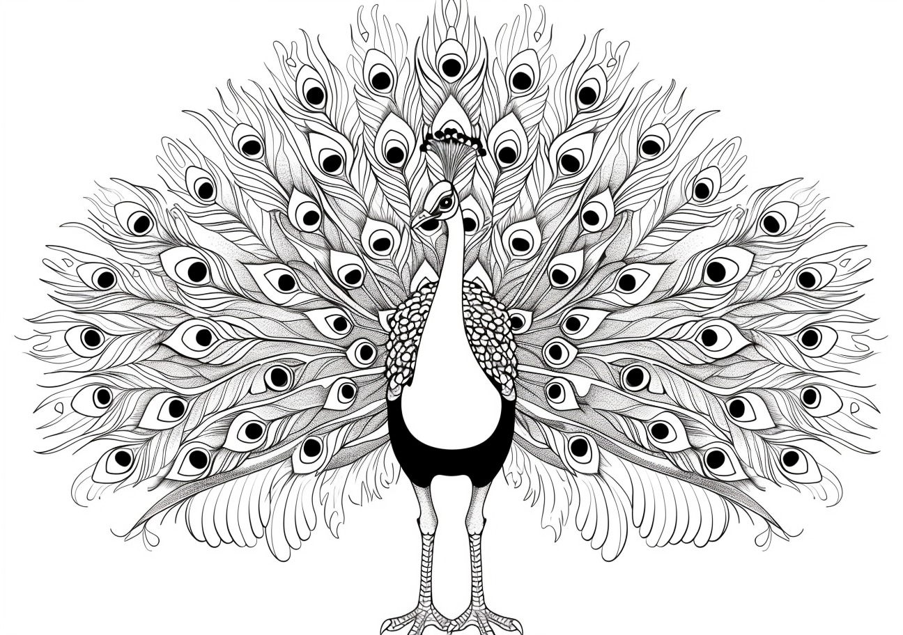 Peacock Coloring Pages, Cute happy peacock