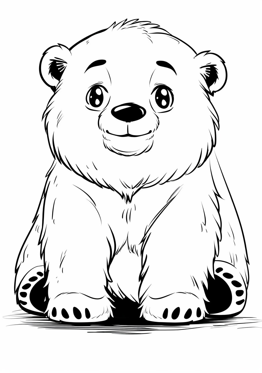 Polar Bear Coloring Pages, Kawaii Polar Bear