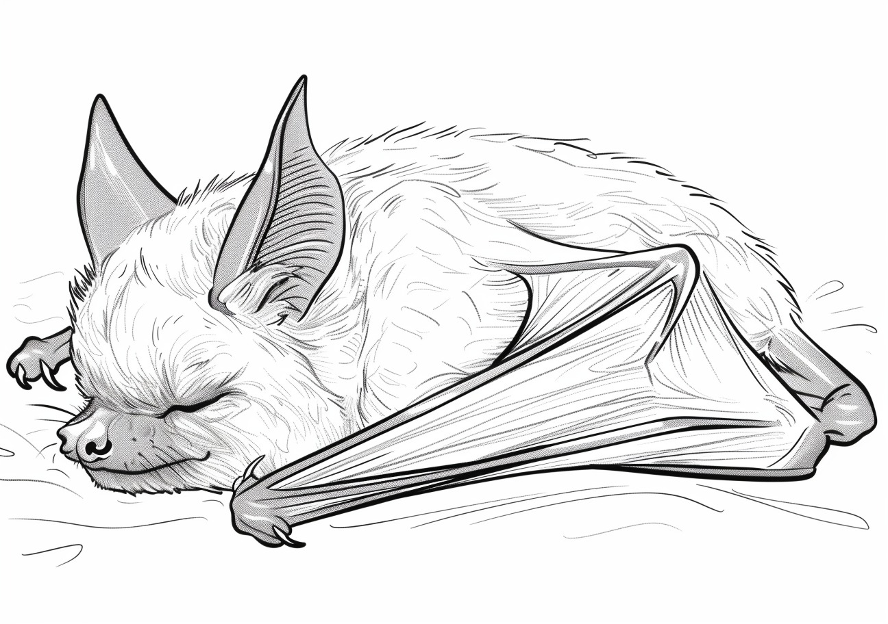 Bat Coloring Pages, Sleeping bat