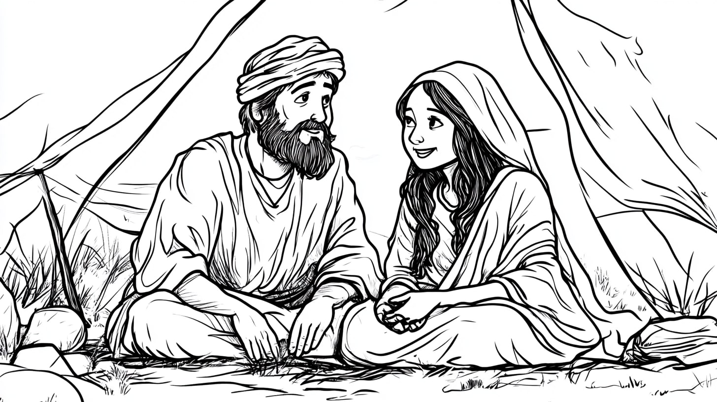 Abraham and Sarah Coloring Pages, Abraham and Sarah in a tent